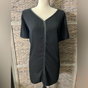 Lane Bryant Sheer Black Blouse with Faux Leather Lining, Size 22/24